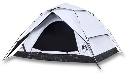 Tidyard Kuppel-Kuppelzelt Campingzelt Trekkingzelt Camping Zelt Pop Up Zelt Gartenzelt Tragbar Wanderzelt Innenzelt Wurfzelt Strandzelt Tunnelzelt 4 Personen Weiß Verdunkelt Quick Release
