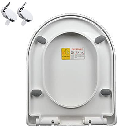 Soft Close D Shape White Toilet Seat with Quick Release and Adjustable Hinges Durable and Easy to Clean Loo Seat