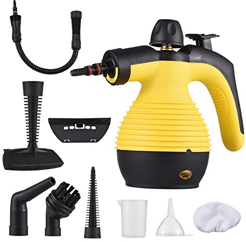 YIWEOG Maquina de limpieza Limpiador de vapor de mano portátil 1050W Máquina de limpieza de vapor presurizada de alta temperatura multifuncional con 9PCS Accesorio para cocina Sofá Baño Ventana de aut