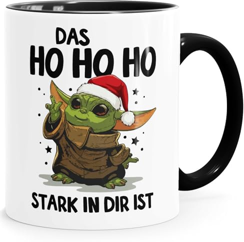 MoonWorks Kaffee-Tasse Weihnachten Das HoHoHo stark in dir ist Baby- Spruch lustig Weiss-innen-schwarz standard