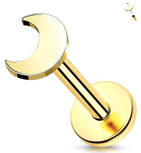 Melighting Flach Rücken Ohrring 14K Gelbgold Helix Ohrring Titan Drahtlos Push In Knorpel Ohrringe 16G Tragus Stud Herz Medusa Piercing Schmuck