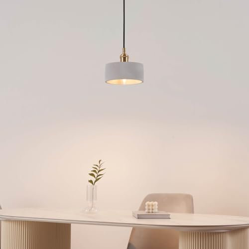 Kosilum – Pendelleuchte mit kleinem Lampenschirm aus Beton grau 16 cm – Liko – Licht warmweiß Beleuchtung Wohnzimmer Schlafzimmer Küche Flur – 1 x max 40 W – E14 – IP20