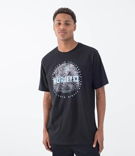 Hurley Palm World Camiseta, Negro, L Men's