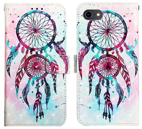 IMEIKONST Flip Case Compatible with iPhone 16e with Card Slots, 3D Cute Design Kickstand Magnetic Closure PU Leather Wallet TPU Bumper Shockproof Cover for iPhone 16e. Blue Campanula YB