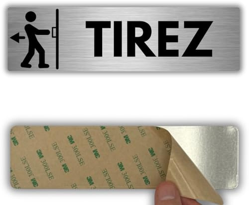 LEIASA | Panneau Tirer la Porte - 5x18 cm - Aluminium - Tirez pour Ouvrir | Autocollant Tirez, Plaque Sens du Battant, Signal Ouverture Arrière, Sticker Pull, Pancarte Passage, Panonceau Entrée