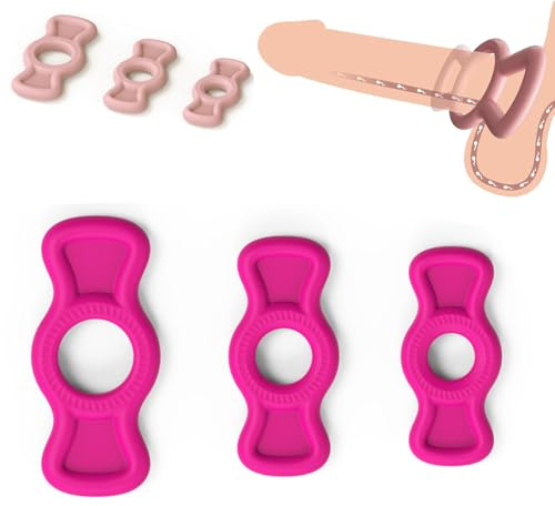 Silicone Cock/Penis Rings Helps Create Firmer and Thicker Erections - Side Tabs for Easy Removal and Adjustment Adult Sex Toys for Men or Couple 3pcs (Purple)