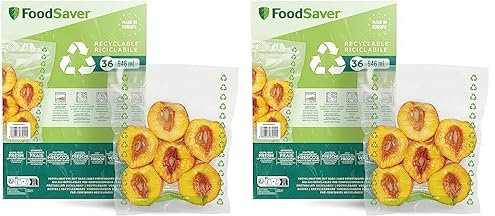 FoodSaver Sacs d’emballage sous vide - Sacs alimentaires recyclables et réutilisables - Conservent la fraîcheur de vos aliments jusqu’à 5 fois plus longtemps - Sans BPA - 36 sacs (20cm x 25cm ; 0,94l)