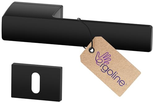 ERGO line MAGNUM Massives Design, Schwarz Türbeschlag, Türgriff für Zimmertüren, Rosettenlose Türgriffgarnituren, Schwarz Türklinke, Türdrücker