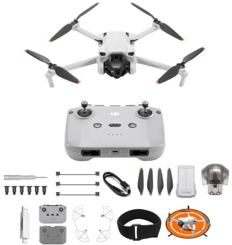 DJI Mini 3 Bundle – Mini Drone con Fotocamera Pieghevole e Leggero con Video in 4K HDR, Autonomia di 38 Minuti, Riprese Verticali Native e Funzioni Intelligenti