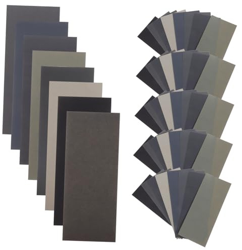 OSALADI 56 Piezas Papel de Lija al Agua y Seco Granos Lija Abrasiva para Madera Metal Plástico y Reparación de Automóviles Pulido para Bricolaje