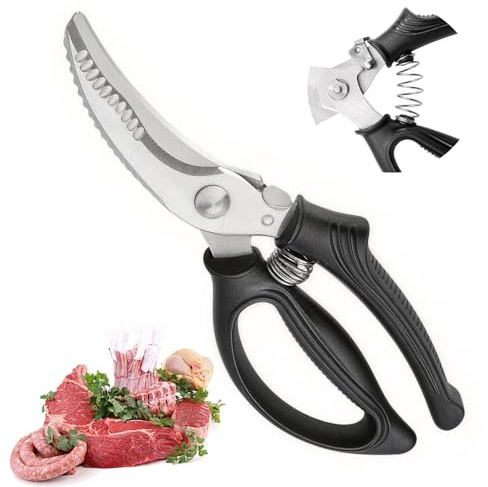 xolear Forbici da Cucina, Forbici per Pollame Acciaio Inossidabile di Maniglia Bloccaggio, Impugnatura in Plastica Antiscivolo e Molla, per Carne, Ossa di Pollo, Pesce, Verdure e Barbecue
