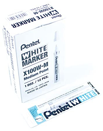 Marqueur permanent Pentel White 100W M pointe conique 3,9 mm