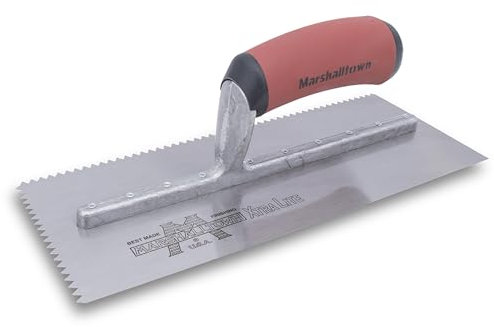 Marshalltown 701SD V-Notched Trowel - Durasoft Handle, Silver|silver Metallic