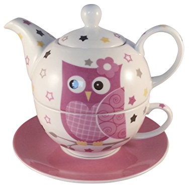 Tea for one - Juego de té (3 piezas, tetera con taza y platillo, en caja de regalo), color rosa