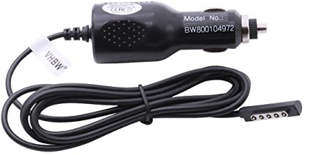 vhbw KFZ-Ladekabel kompatibel mit Microsoft Surface RT Tablet | 12V Ladegerät Schwarz - Ersatz für 1512, 1513, 1516, 1572