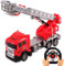 deAO Camión de Bomberos RC con 4 Canales y Luces, Camión de Bomberos Teledirigido Modelo con Escalera Retráctil, Coche de Juguete para Niños y Niñas 3 años, Educativos Regalos