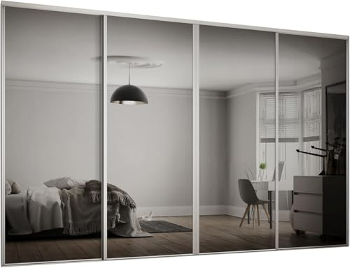 SPACEPRO Kit Porta Armadio Scorrevole, Acciaio Inossidabile Vetro, Bianco, 2997mm-4 Doors