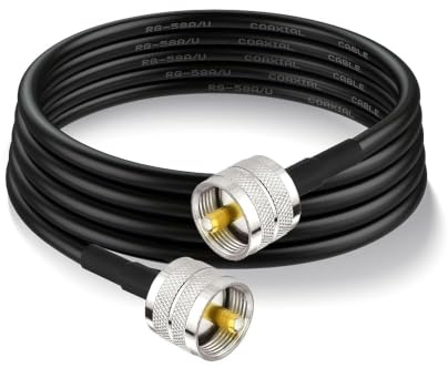 Superbat Cavo Coassiale RG58 CB UHF PL259 1.5m Maschio-Maschio Flessibile | 50 Ohm, Flexible, Bassa Perdita, 1 Pezzo, per Radio HAM e CB, Analizzatore d'Antenna, Carico Fittizio, Misuratore SWR