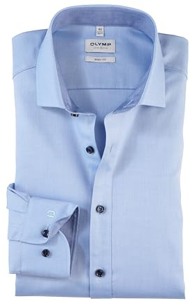 OLYMP Herren Businesshemd Level Five Langarm - Pflegeleichtes Stretchkomfort Business Hemd Herren - Royal Kent Kragen - Bleu 11-38