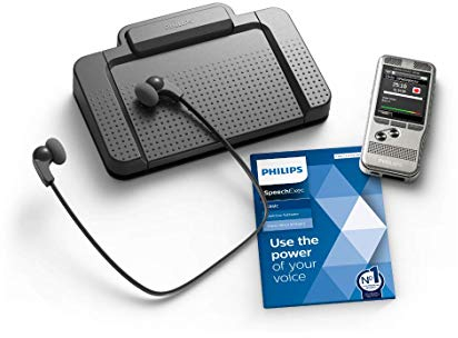 Philips PocketMemo Set für Autor und Assistenz DPM6700/03 enthält Diktiergerät DPM6000, Fußschalter ACC2330, Stereo-Unterkinn-Kopfhörer LFH0334 und Diktier- & Wiedergabe-Software SpeechExec Basic