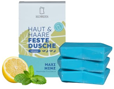 Duschbrocken 3x Zitrone & Minze Duschseife [2in1] Festes Shampoo, 300g