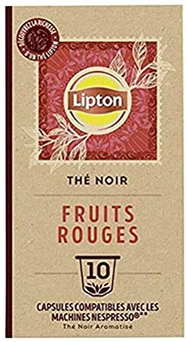 Lipton, Thé Noir, Goût Fruits Rouges, Capsules Compatibles Nespresso, Vitalité, Ingrédients d'Origine 100% Naturelle, 10 Capsules