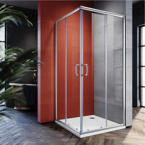 ELEGANT Corner Shower Enclosure Sliding Door 34'' D x 34'' W x 72'' H Double Sliding Shower Doors 1/4 in.Clear Glass French Corner Enclosure,Brushed Nickel (Shower Base No Included)