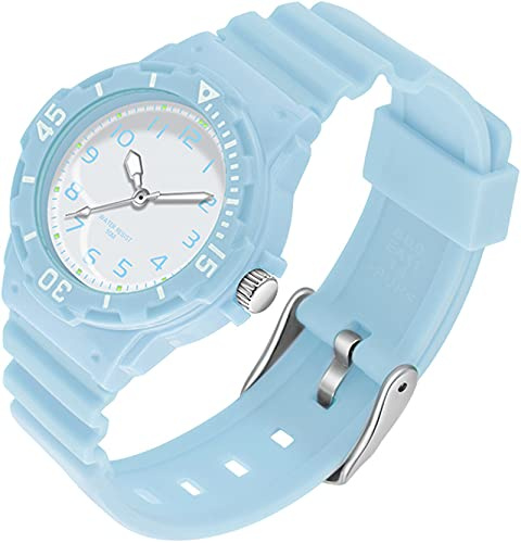 findtime Uhr Damen Analog Quarz Armbanduhr 5ATM wasserdichte Damenuhr Plastik Lichtschluckend Beleuchtend Sportuhr für Frauen Uhren Mädchen Jungen Candy Farbe Bunt Kids Watch