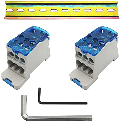 CTRICALVER Kit Morsettiera a Binario DIN, 2 pcs Scatola di Giunzione su Guida DIN 160A, 1 pcs C45 guida DIN, Con chiave esagonale