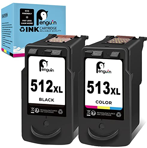 Penguin 512 513 510 511 Cartouches d'encre Remanufacturées pour Canon 512XL 513XL pour Canon Pixma MP230 MP240 MP250 MP260 MP270 MP280 MX350 MX420 iP2700 MP480 MP490 MP495 MX320 Imprimante