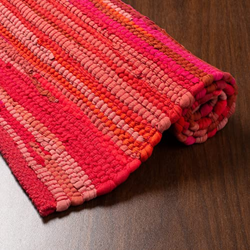 Savi Home Hand Woven 100% Cotton Chindi Rag Rug 20x32 - Red Multi, Recycled Reversible Rug, Boho Farmhouse Rugs for Living Room, Dining Room, Kitchen, Entryway, Bedroom Rugs