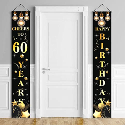 60.Geburtstag Deko Banner Schwarzes und Gold Geburtstag Party Dekorationen für Frauen und Männer 60. Geburtstagsdeko Alles Gute zum Geburtstag Banner