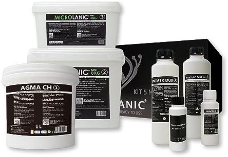 MICROLANIC - Kit Microcemento 5M² Listo al Uso para Paredes y Suelos sobre Morteros, Gotelé, etc. Soportes absorbentes Rugosos SAR. Color (BEIGE)