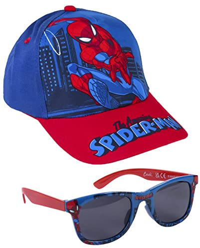 Set Gafas de Sol y Gorra Spiderman - Talla de 2 a 5 Años - Protección UV 400 y Filtro de Categoría 3 - Gorra Infantil con Velcro Ajustable - Producto Original Diseñado en España