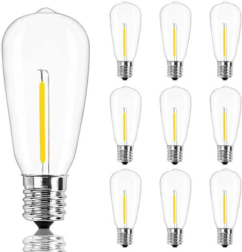 Cbebew 10 Pack Vintage LED Edison Bulb, ST40 Replacement Bulbs, E17 Led Light Bulbs for Outdoor Patio String Lights, Ceiling Fan, Chandelier, 2700K Warm White