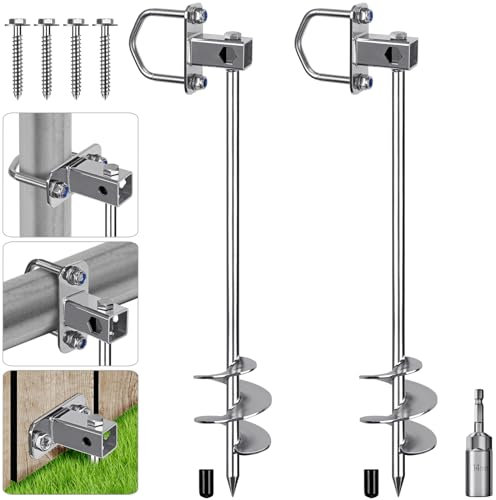 Insaga Ground Anchor Heavy Duty 42cm Ground Pegs kits Fit for All Tents, Trampolines anchor kit for Camping/Shed/Dog/Garden Carport with Fixed Loop, 2 Pack