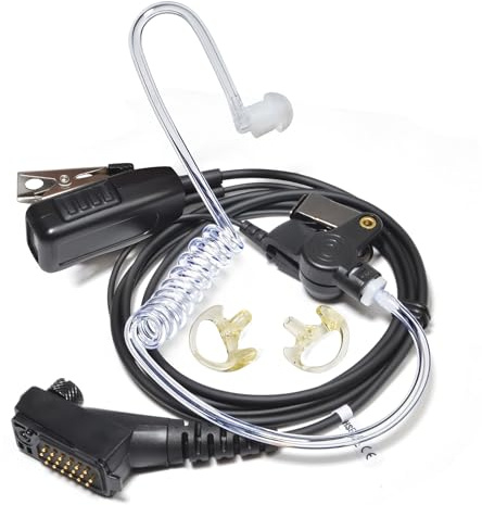 UAYESOK In-Ear Walkie Talkie Ohrhörer Schallschlauch Funkkopfhörer Headset für Airbus TPH-900 TETRAPOL 19 Pin Security Funkgerät mit Weiche Medium Ohrstöpsel Ohrpassstück & PTT Mikrofon