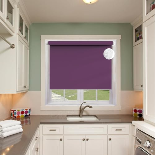 Blickdicht Sonnenschutz Jalousie 85 x 130 cm Blickdicht, Sichtschutz, Blendschutz Verdunkelungsrollo ohne Bohren mit Befestigungssatz, für Fenster innen Wandmontage, Lila