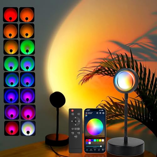 QUIGO Upgrated Sunset Lamp Projection Led Lights for Bedroom Room Decor Aesthetic Night Light LED Sun Sunlight Metal Lamp Home Wall Gifts for Women Black