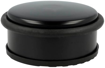 DESIGN Türstopper Schwarz klein 45mm hoch Massiv - Türstopper Boden Schwarz - 1,2 kg - Tür Stopper in modernem Design mit Gummiring zum Schutz der Türen - Door Stopper