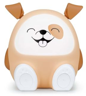 Bigben Enceinte Bluetooth Enfant et Veilleuse Musicale Max Le Chien - Audio sans Fil BT 5.3, Lecture USB MP3, Minuterie Sommeil, Lumière Réglable, Commandes Tactiles Ludiques. Hi Buddies! - BTKIDSDOG