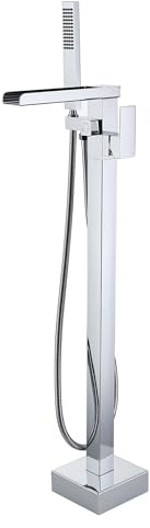 SJQKA Grifo De Ducha De Baño Independiente,Pie De Piso Mezclador Grifo Para Bañera Latón,cascada Grifo De Bañera,Grifos Monomando De Ducha De Bañera Independientes Cromado（conexión interna）