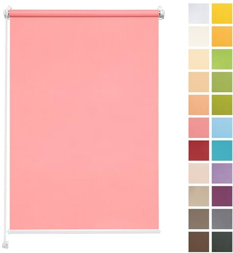 Rettika Sichtschutz Rollo ohne Bohren - Rosa, Breite: 80cm, Höhe 150 - Rollos für Fenster ohne Bohren, Fenster rollos für innen, Jalousien zum Klemmen, Klemmrollo