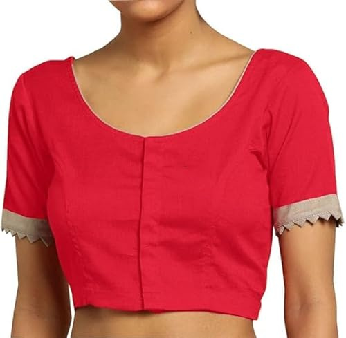 Fashnkart Bollywood Plain Women Cotton Saree Blouse pour Femmes Prêt à Porter Indien Cousu Saree Blouse Ethnique Tunique Choli