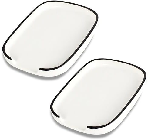 Swuut Tea Bag Dish for Kitchen, Square Ceramic Spoon Holder, Heat Resistant Utensil Rest for Countertop, Tea Bag Holder Dish, Dishwasher Safe,2 Pack(White,L)