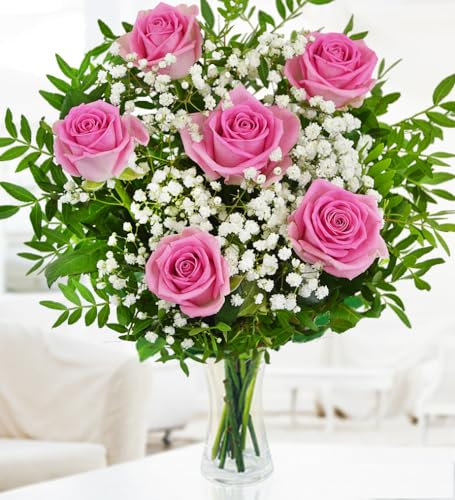 Bonitas Rosas de Color Rosa - Ramo de Flores – Regalo Floral - Flores Frescas para Cumpleaños o Día de la Madre – Arreglo de Lujo con Entrega al Día Siguiente – Sorpresa Elegante para Ella