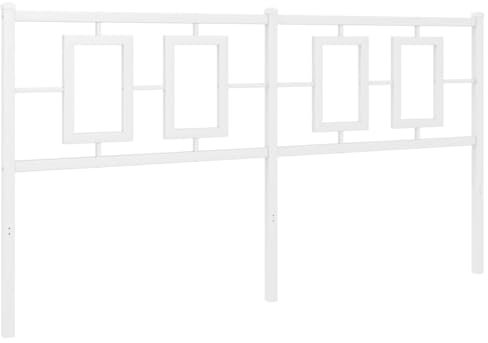 vidaXL Kopfteil Metall, Bettkopfteil mit Rückenlehne, Metallkopfteil mit Metallbeinen Pulverbeschichtung, Betthaupt Metallbett, Weiß 160cm