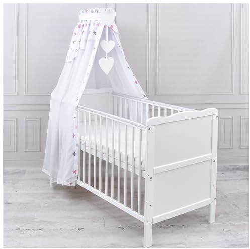 Generisch Baby Delux Babybett Himmel Betthimmel Chiffon Baumwolle Verlauf Baldachin für Babybett Kinderbett Wiege Stubenwagen Himmelstange Applikationen Deko (Magic Rosa, ohne Himmelstange)