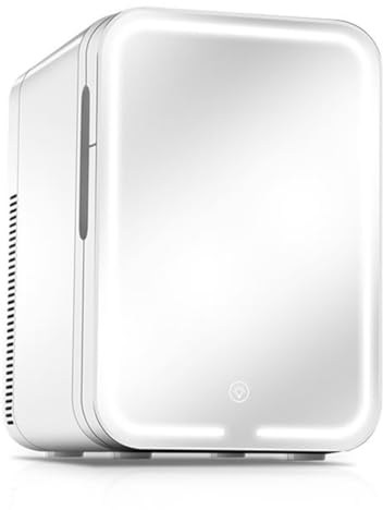 GIZNXBA Mini Frigo De Chambre, Petit Frigo Cosmetique avec Miroir LED 2 Mini Réfrigérateurs Réglables, Réfrigérateur Compact pour Le Maquillage, Les Soins De La Peau, Le Bureau(Size:8L)