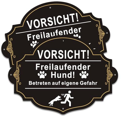 2 Stück Vorsicht Hund Schilder, 27x20cm Rostfrei Aluminium Hof Zeichen, UV-geschützt & wasserdicht